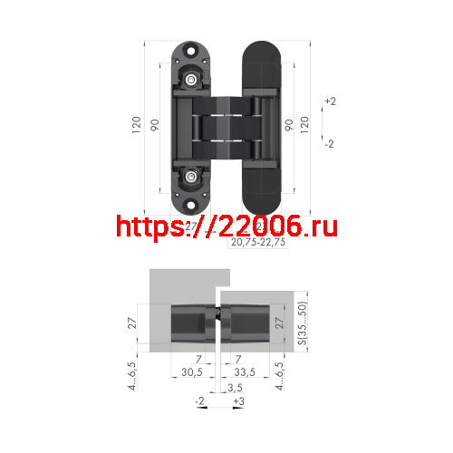 Петля Armadillo (Армадилло) скрытой установки U3D7000 FSG флор. золото TECH фото 2