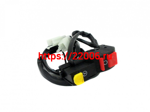 Переключатель руля Питбайк с кнопками стоп двигателя и стартера (правый) Переключатель руля Питбайк с кнопками стоп двигателя и стартера (правый)