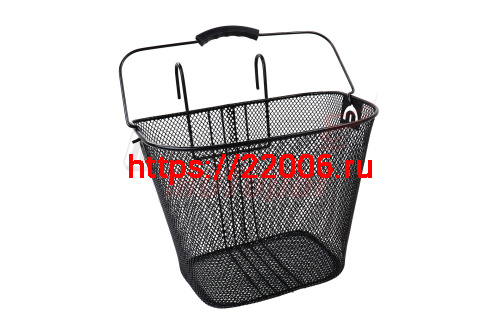 Корзина передняя на руль (навесная с крюками, с ручкой) ЧЁРНАЯ Корзина передняя на руль (навесная с крюками, с ручкой) ЧЁРНАЯ