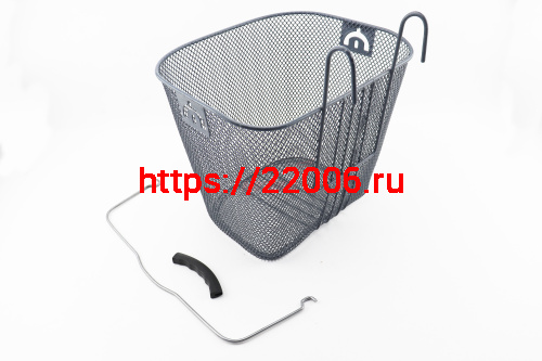 Корзина передняя на руль (навесная с крюками, с ручкой) ТЕМНО-СЕРАЯ Корзина передняя на руль (навесная с крюками, с ручкой) ТЕМНО-СЕРАЯ