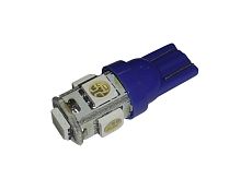 Лампа светодиодная (LED) 12V  T10  (W2,1х9,5d)  5SMD 1,2W чип 3528 синяя